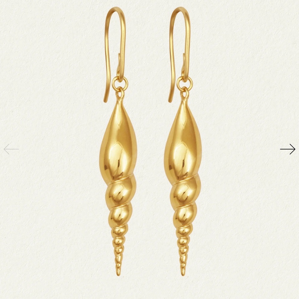 Temple of the Sun earrings Spire shell design 18K gold vermeil jewlery